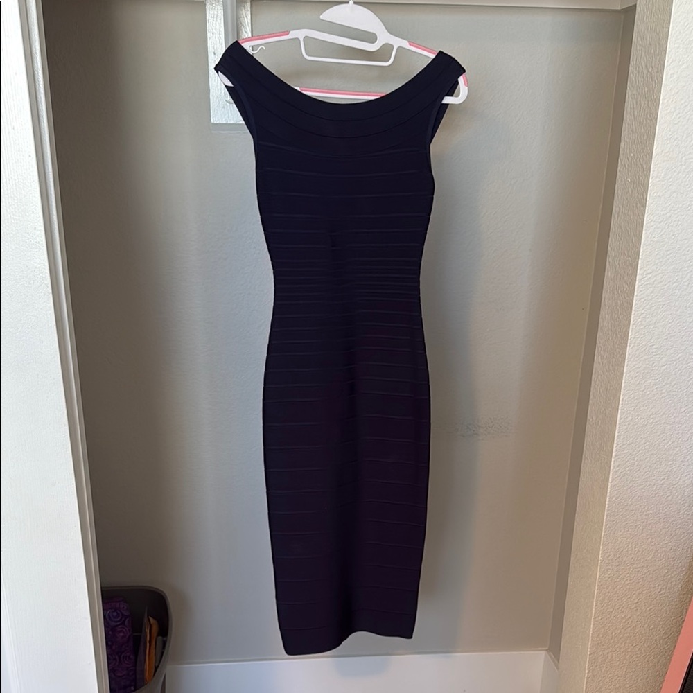 Herve Leger Size S Elegant Navy Bodycon Dress